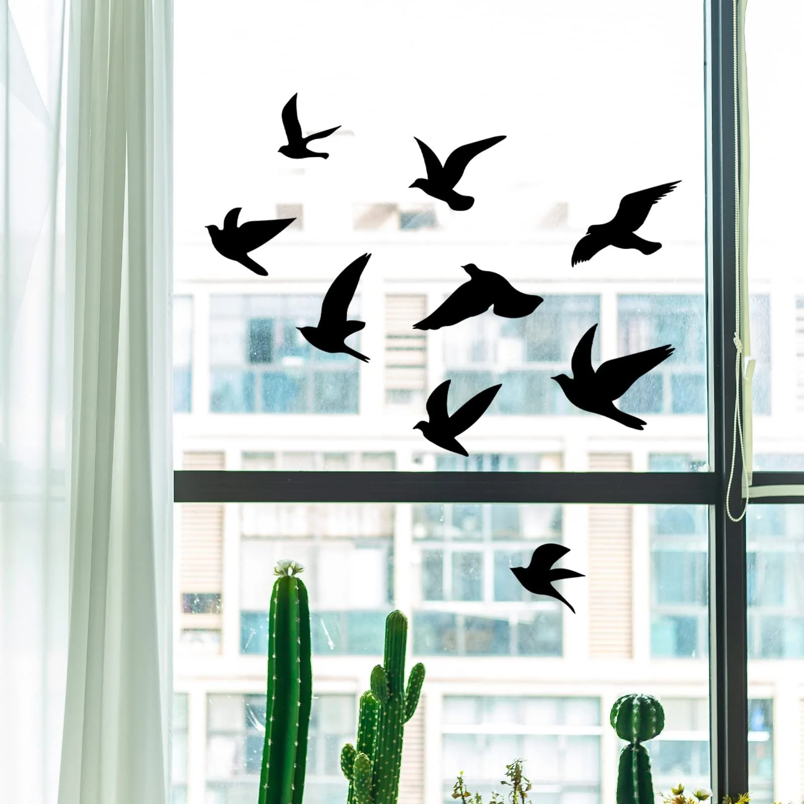 Наклейки на стіну SUPERDANT Flying Bird Dove of Peace 28 x 66 см Чорні 9 шт., фото №6