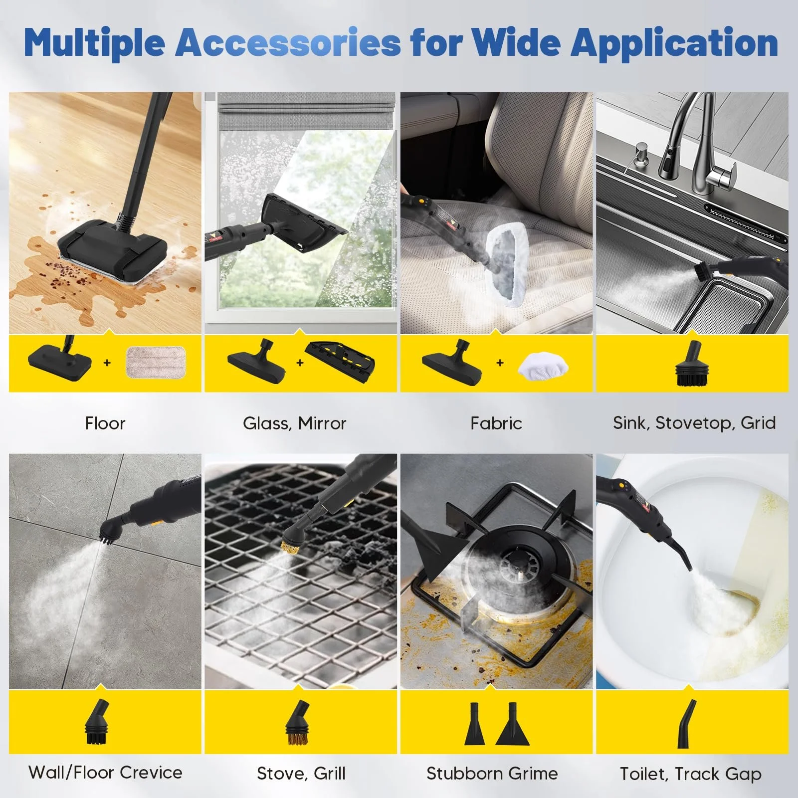 Пароочисник 2500W 1.6L 10 секунд нагрівання 3 рівні регулювання з аксесуарами, фото №6 Пароочисник 2500W 1.6L 10 секунд нагрівання 3 рівні регулювання з аксесуарами, фото №6