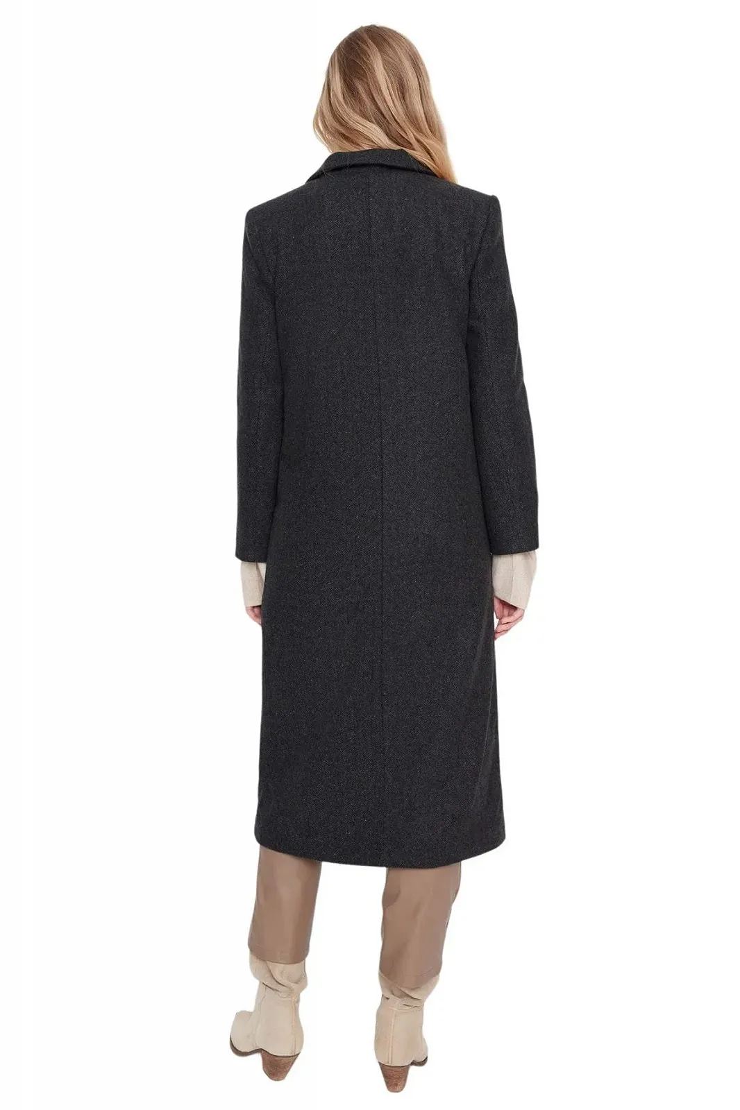 Пальто TRENDYOL Plain Webstoff Regular Wickelschnitt, фото №5 Пальто TRENDYOL Plain Webstoff Regular Wickelschnitt, фото №5