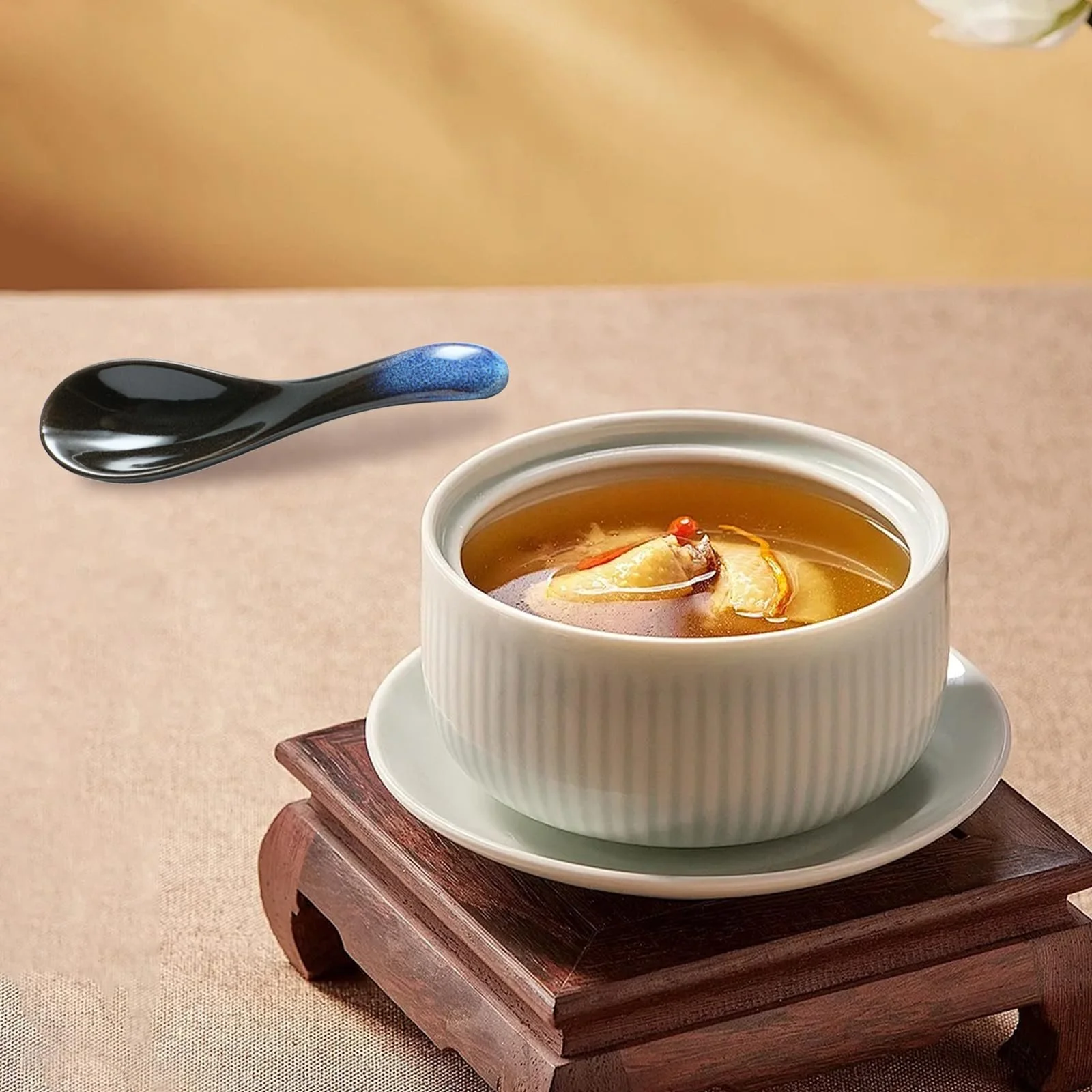 Ложка Супова Asian керамічна в японському стилі блакитна, паковання 2 шт, фото №7