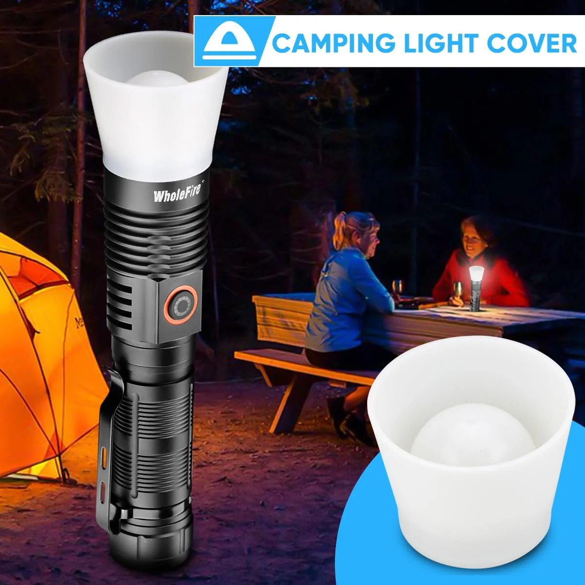 Ліхтарик WholeFire 2 шт LED Перезаряджається Магнітна база 20000 люмен USB Перезаряджається Zoomable Водонепроникний, фото №7