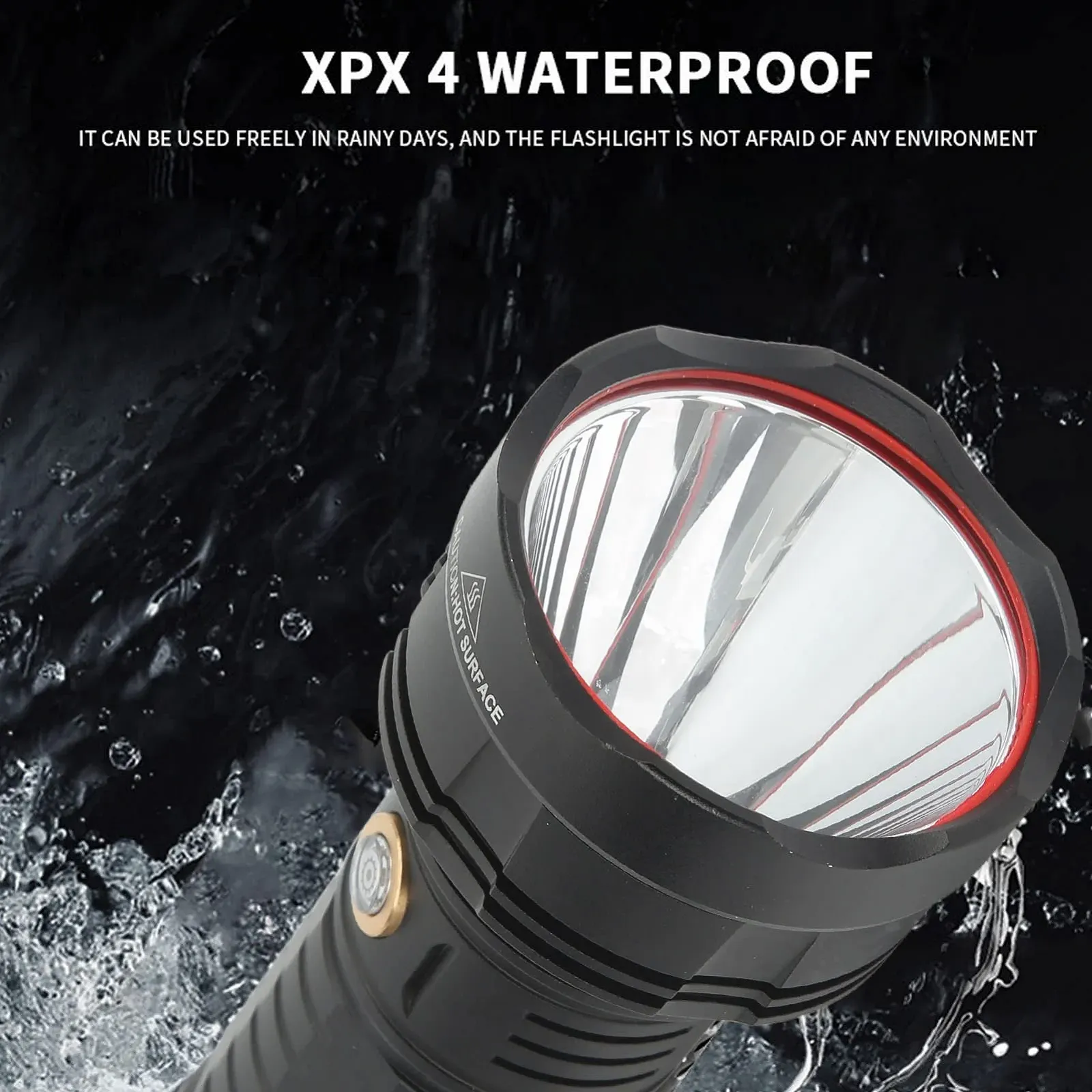 Ліхтар Type C USB заряджання Портативний Надяскравий 1800LM з індикатором заряду IPX4 Водонепроникний протиковзкий для кемпінгу, фото №2