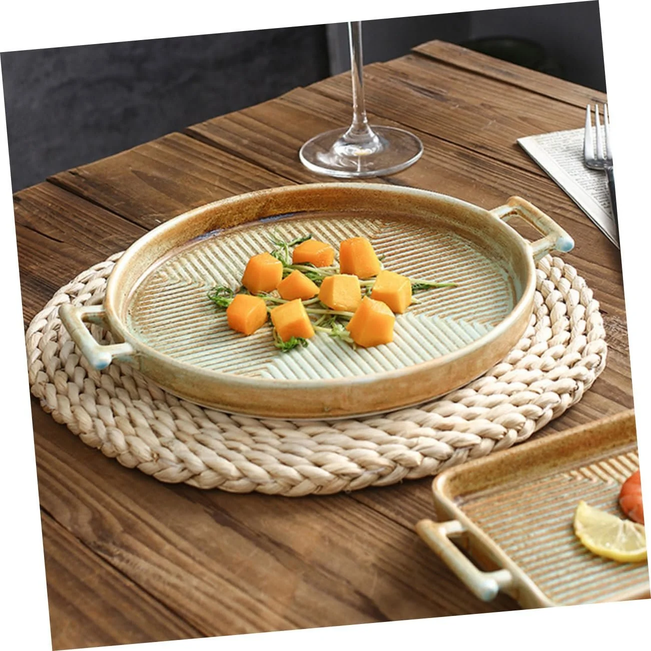 Форма для запекания керамическая прямоугольная с ручками ретро жаростойкая, фото №9