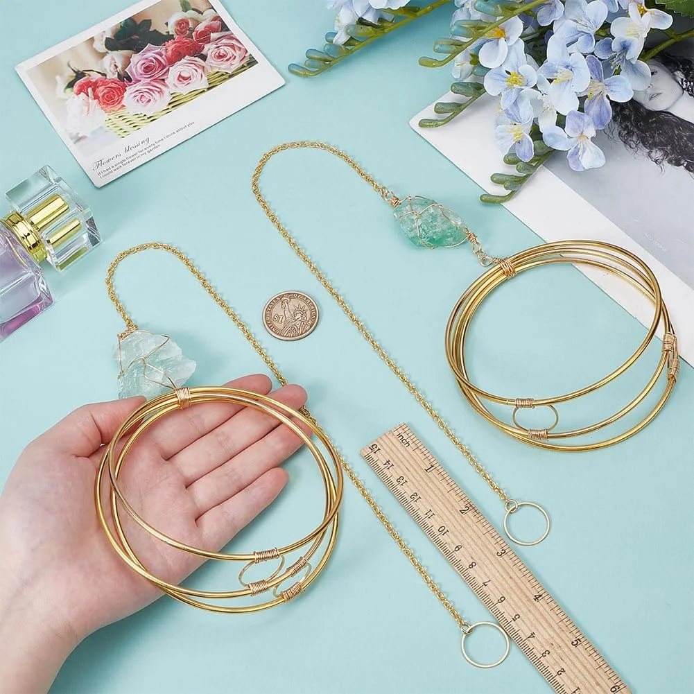 Підвіси для повітряних рослин OLYCRAFT Металеві Золотисті з флюоритом 2 шт., фото №3 Підвіси для повітряних рослин OLYCRAFT Металеві Золотисті з флюоритом 2 шт., фото №3