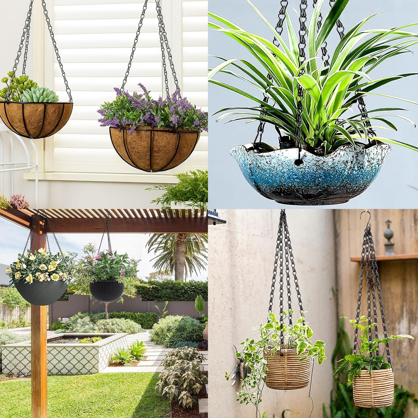 Ланцюги для підвісних кошиків Металеві 3-точкові 58 см 4 шт. Чорні, фото №6