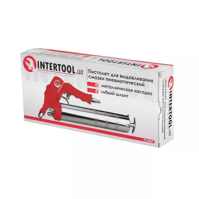 Пистолет для выдавливания смазки пневматический две насадки INTERTOOL PT-0607, фото №4