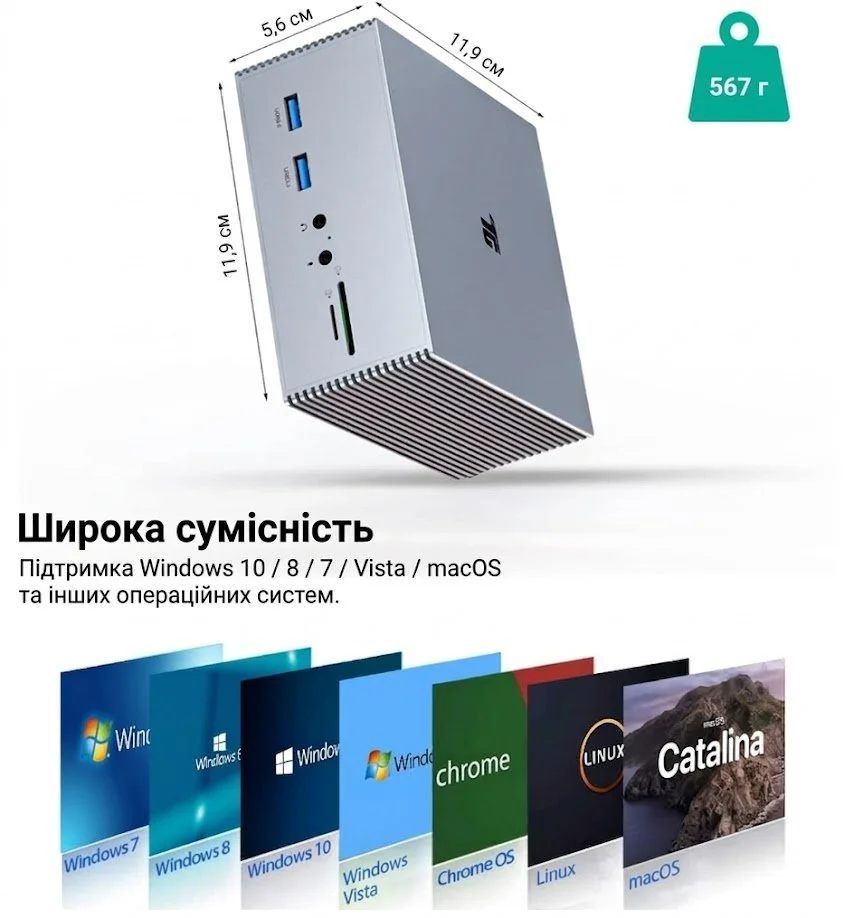 Док-станция Tiergrade 16-в-1 USB-C Triple Display 60W (TG-DC001), фото №3