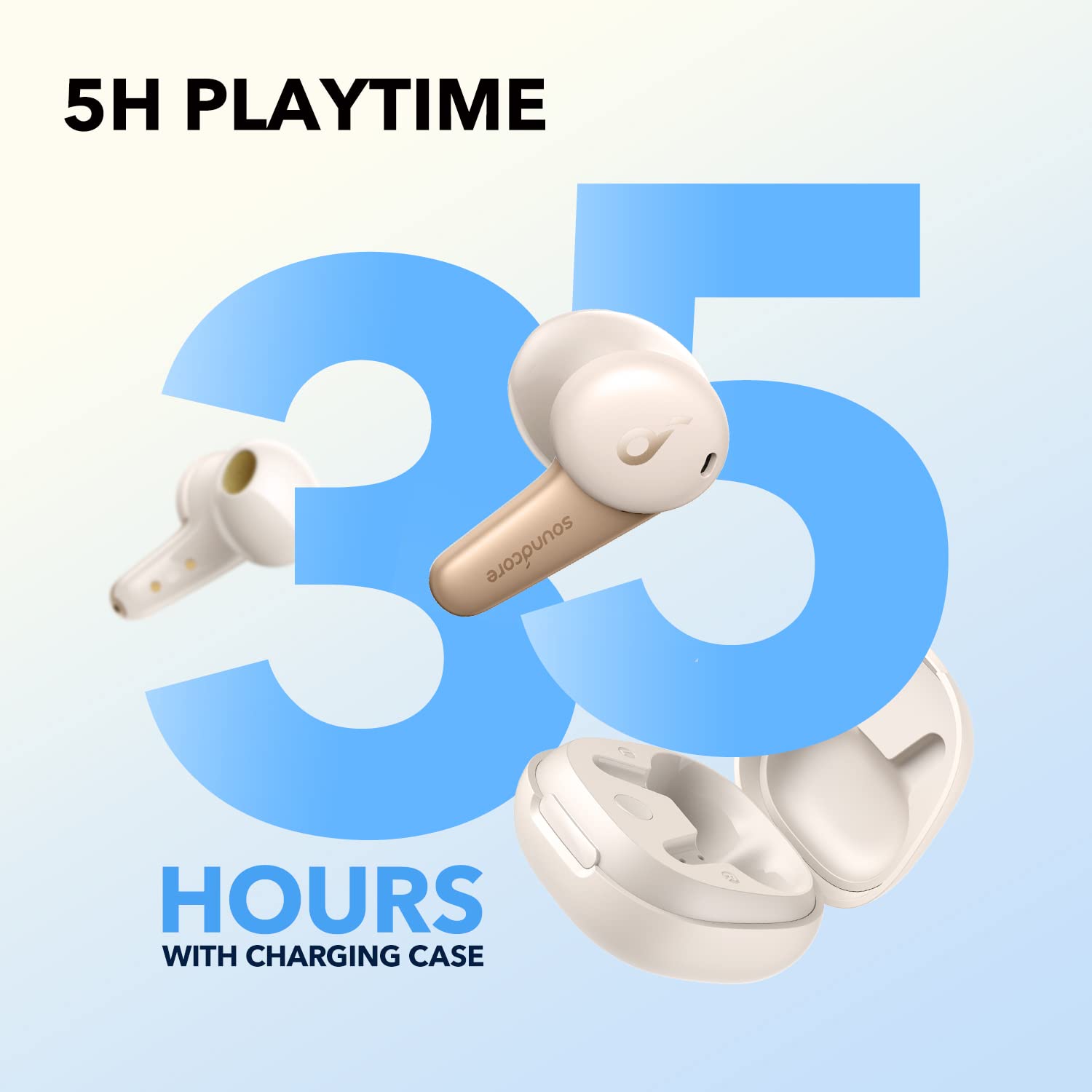 Наушники Soundcore Life Note 3S True Wireless 4 микрофона беспроводная зарядка 35 часов аккумулятора белый, фото №5