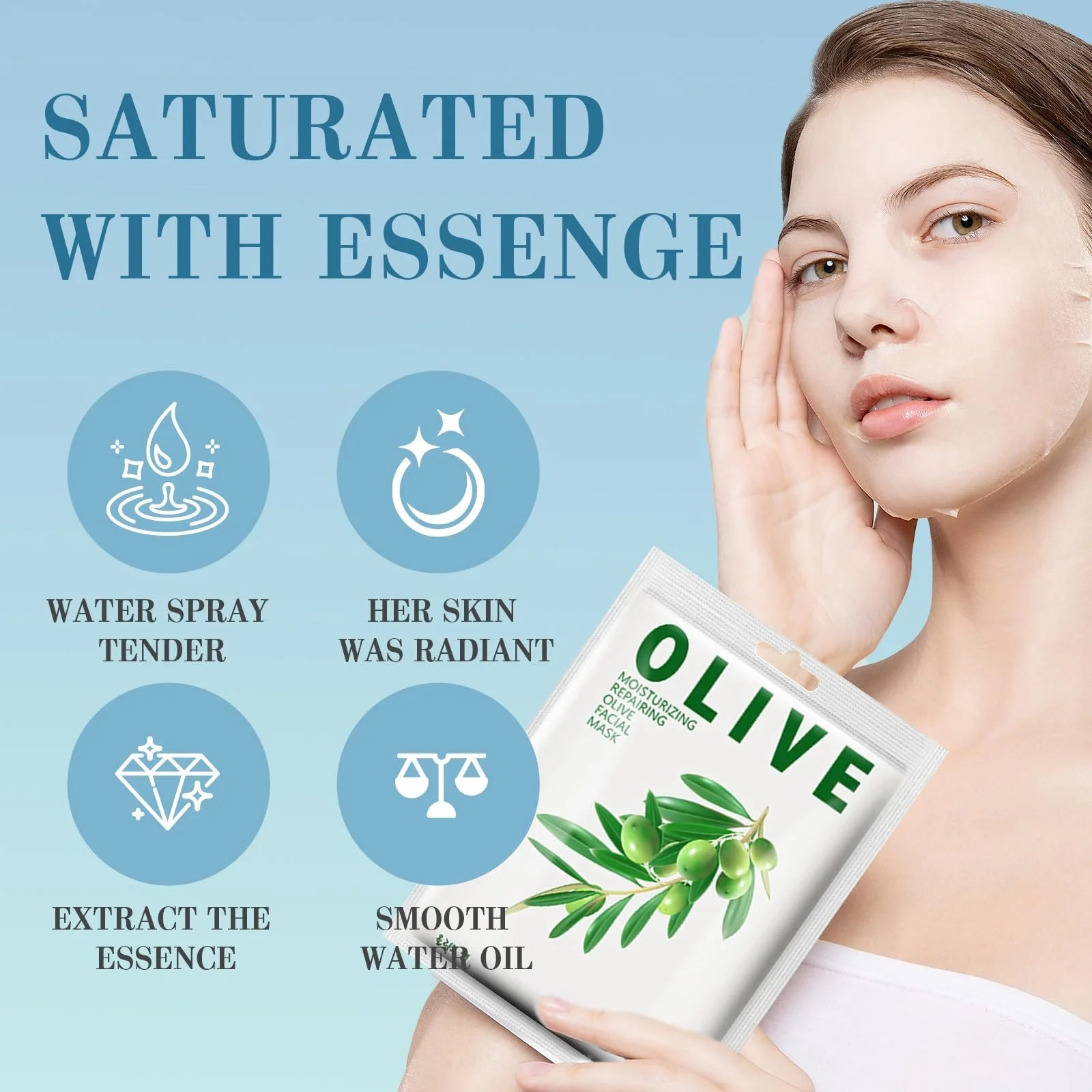 Маска для обличчя Зволоження, Набір масок для обличчя, 12 шт, фото №2