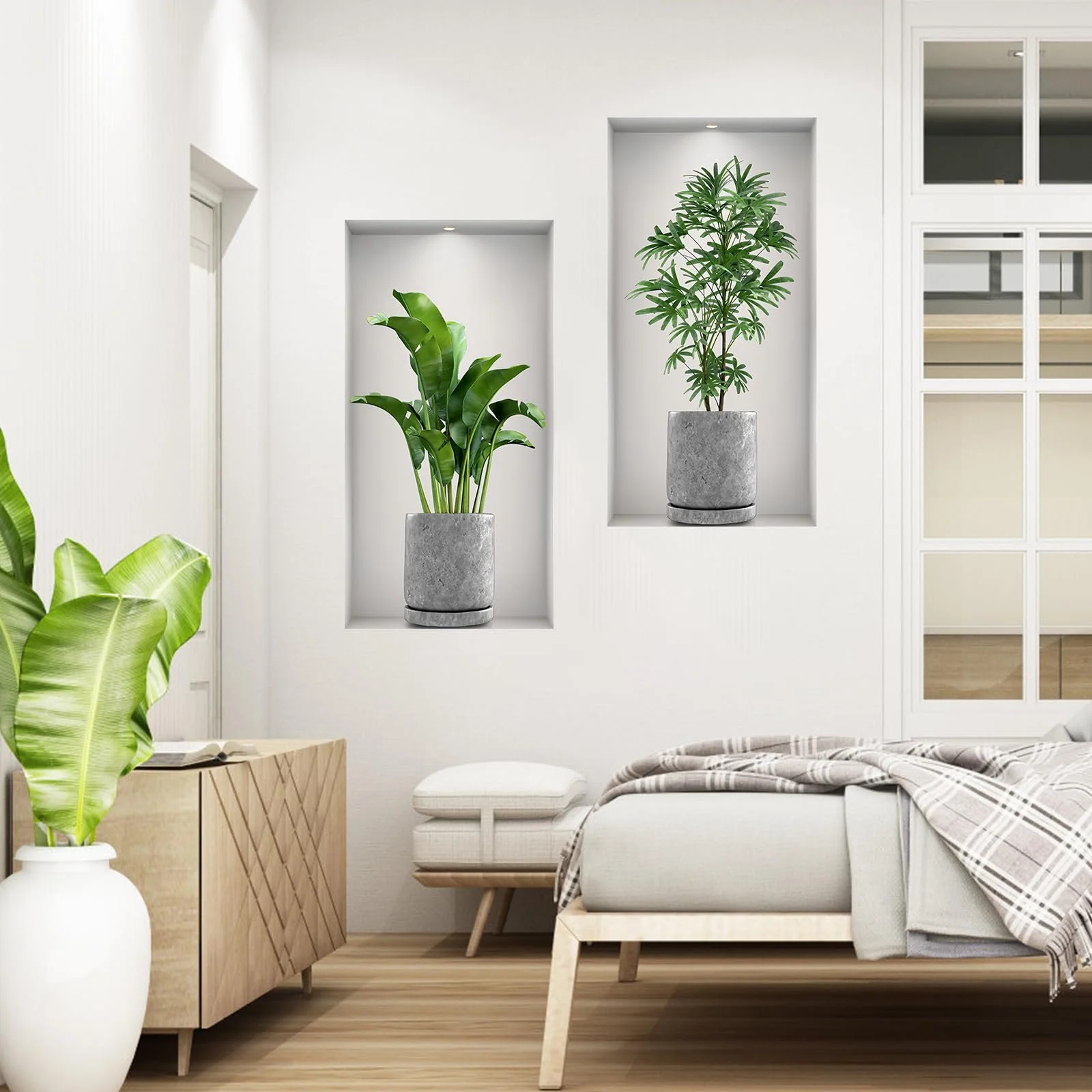 Наклейки на стіну Joyan 3D Рослини Зелені та червоні квіти Глянцеві Самоклейні ПВХ, фото №6