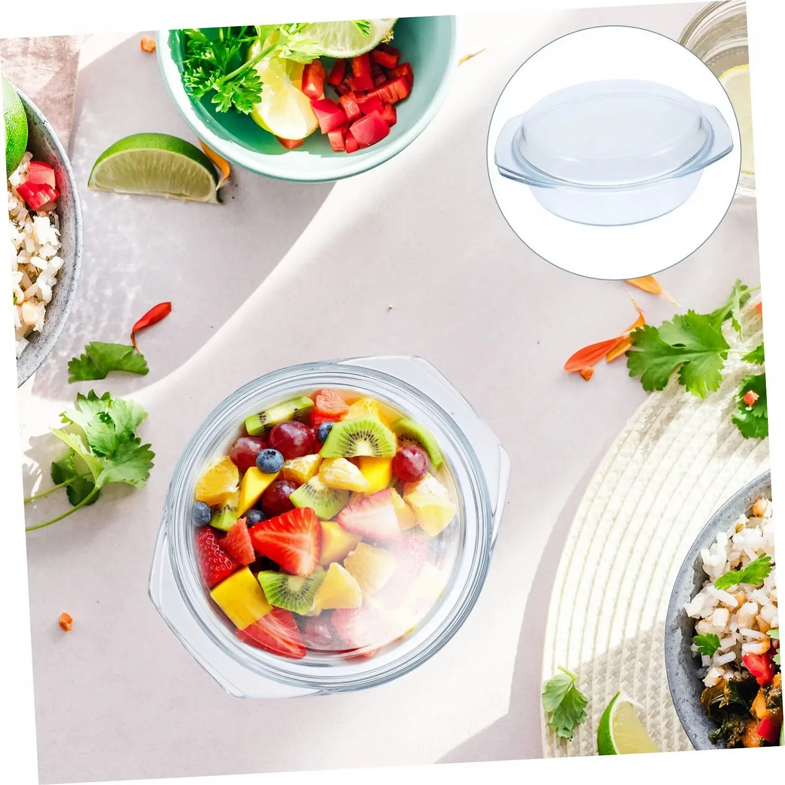 Скляна Форма VALICLUD з кришкою термостійка кругла Прозора, фото №4 Скляна Форма VALICLUD з кришкою термостійка кругла Прозора, фото №4