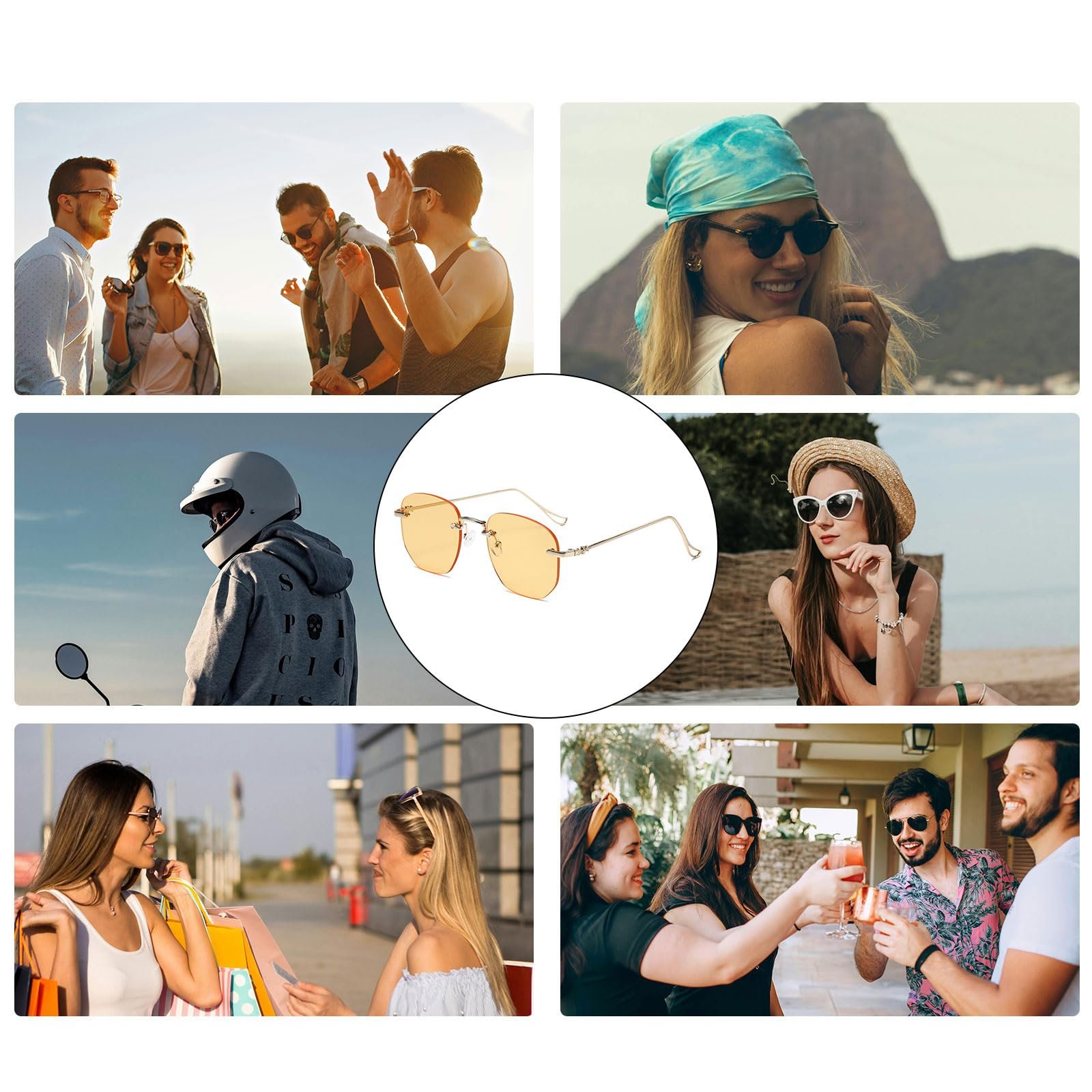 Сонцезахисні окуляри Без оправи YAMEIZE Вінтажні для чоловіків і жінок, фото №6 Сонцезахисні окуляри Без оправи YAMEIZE Вінтажні для чоловіків і жінок, фото №6