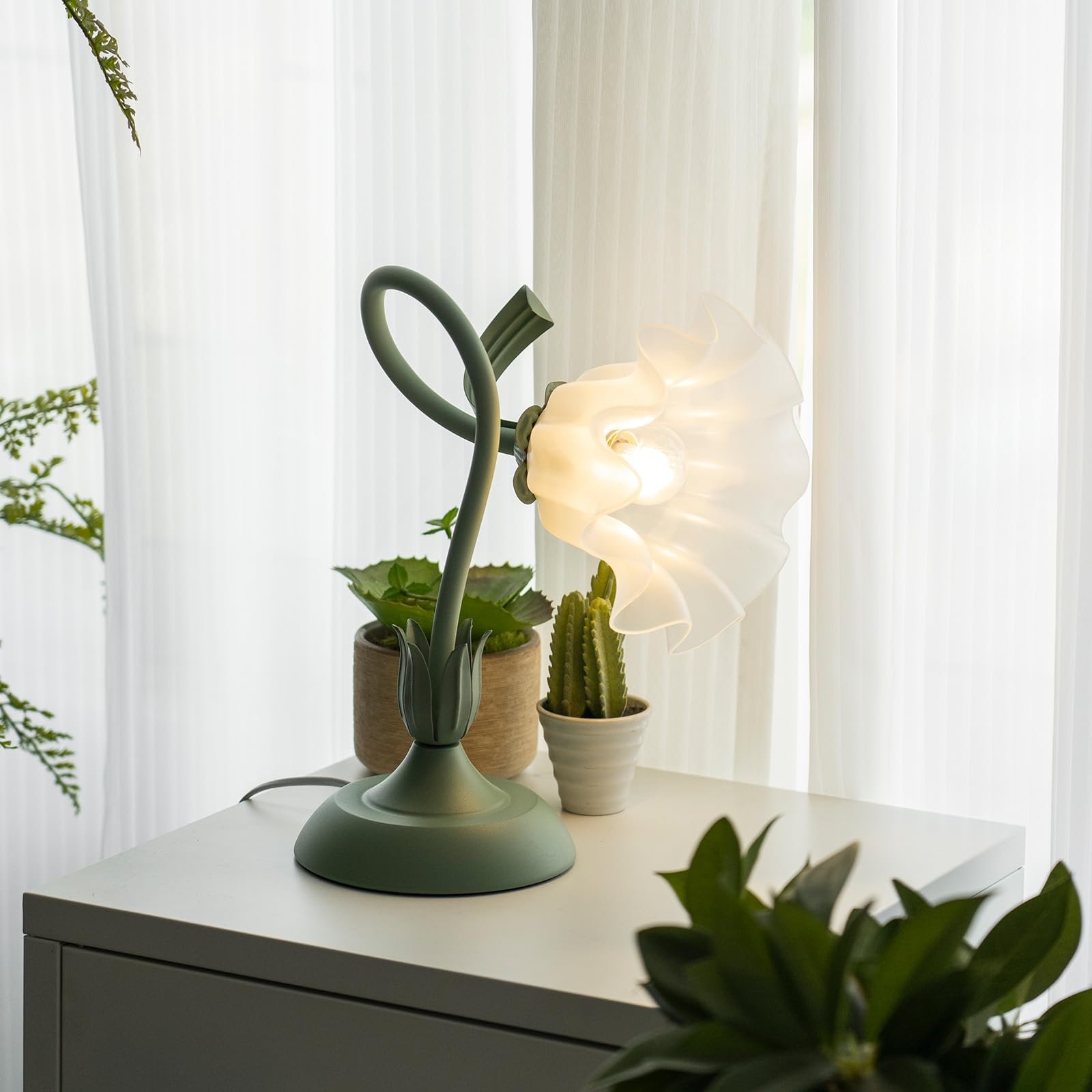 Настільна лампа Flower DIY Гнучка E27 Акриловий плафон Зелений, фото №6