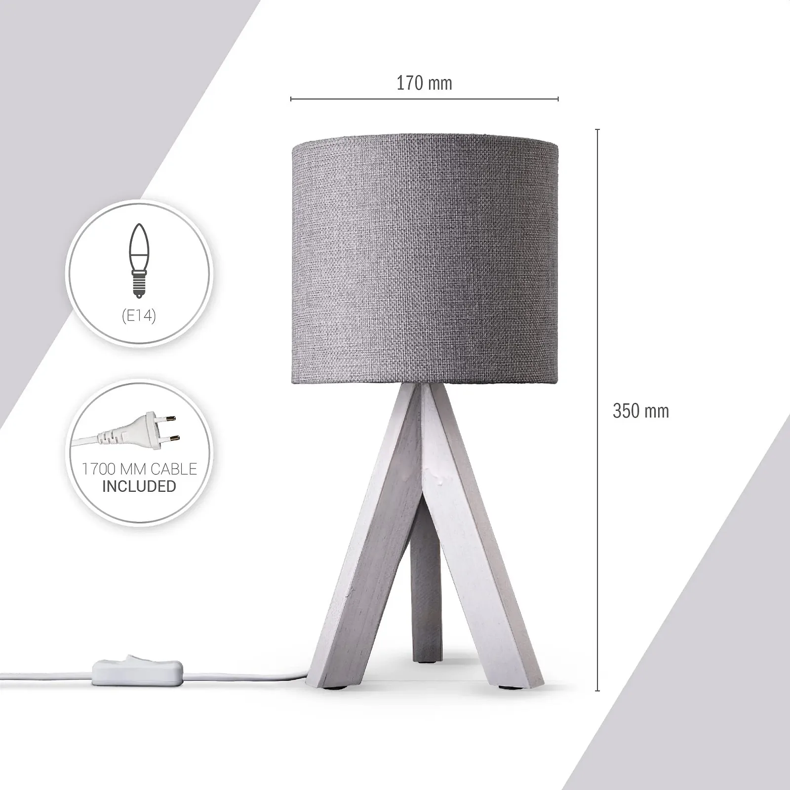 Настільна лампа Paco Home E14 Тканинний абажур Дерево Сталь Бамбук, фото №3