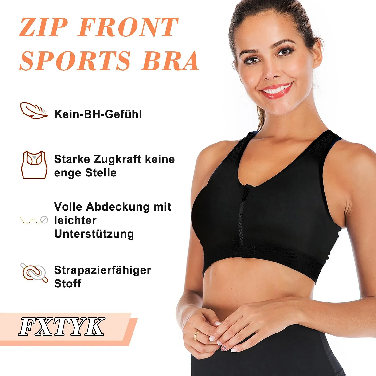 Спортивный бюстгальтер Zip Front Post Surgery Racerback Padded, фото №4