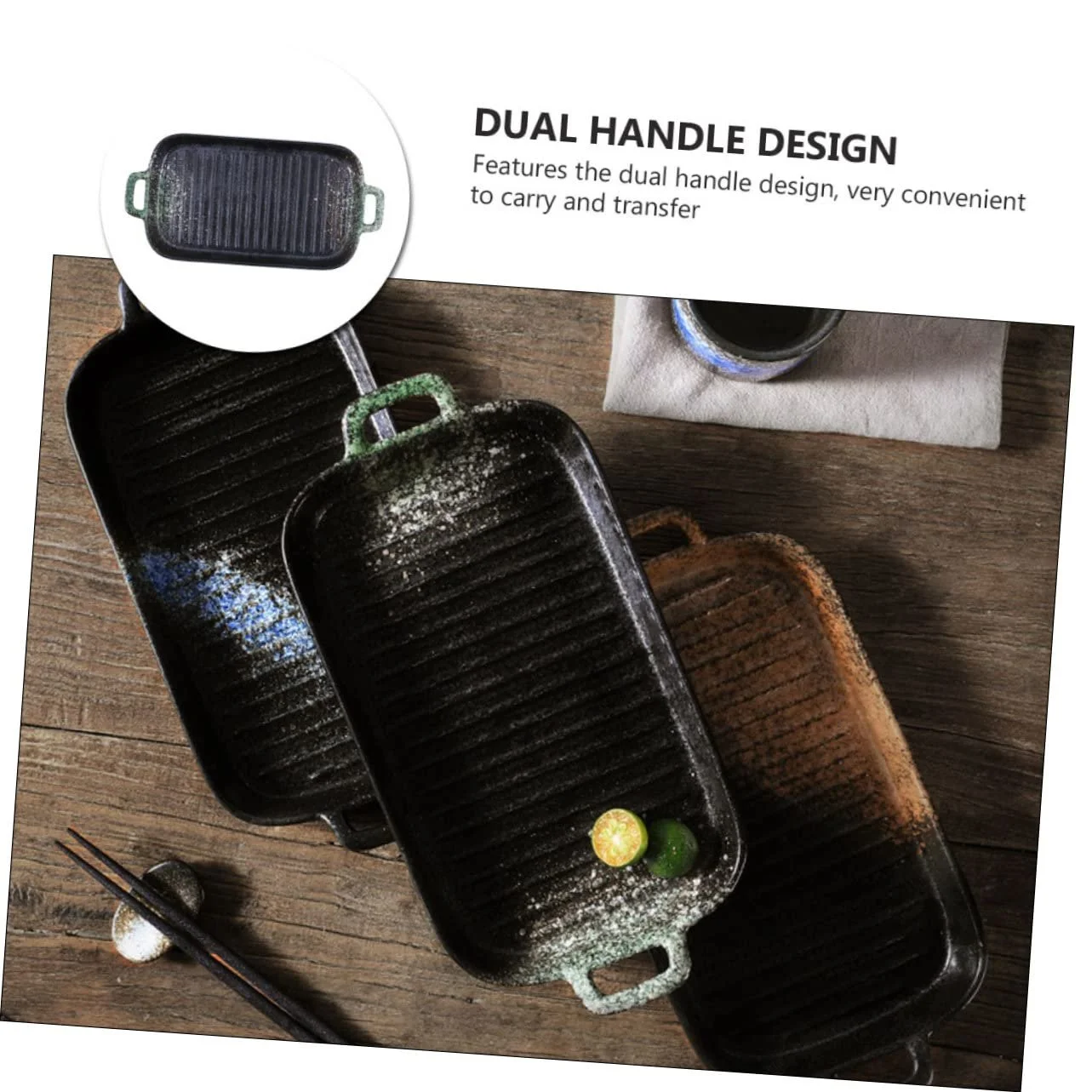 Деко для випікання Керамічне Жароміцне з подвійними ручками Зелене, фото №7 Деко для випікання Керамічне Жароміцне з подвійними ручками Зелене, фото №7