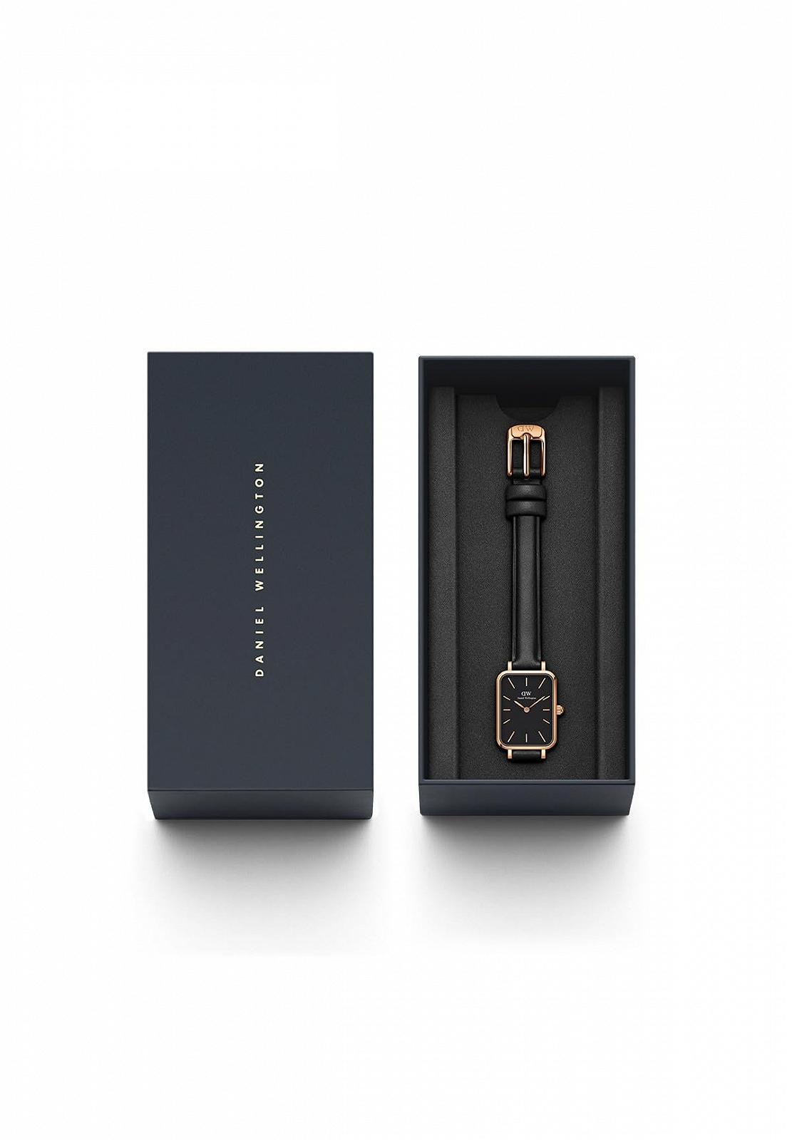 Часы Квадро Daniel Wellington Sheffield Ремешок из итальянской черной кожи, 20 x 26 мм, Розовое золото, DW00100435-AMZUK, фото №5