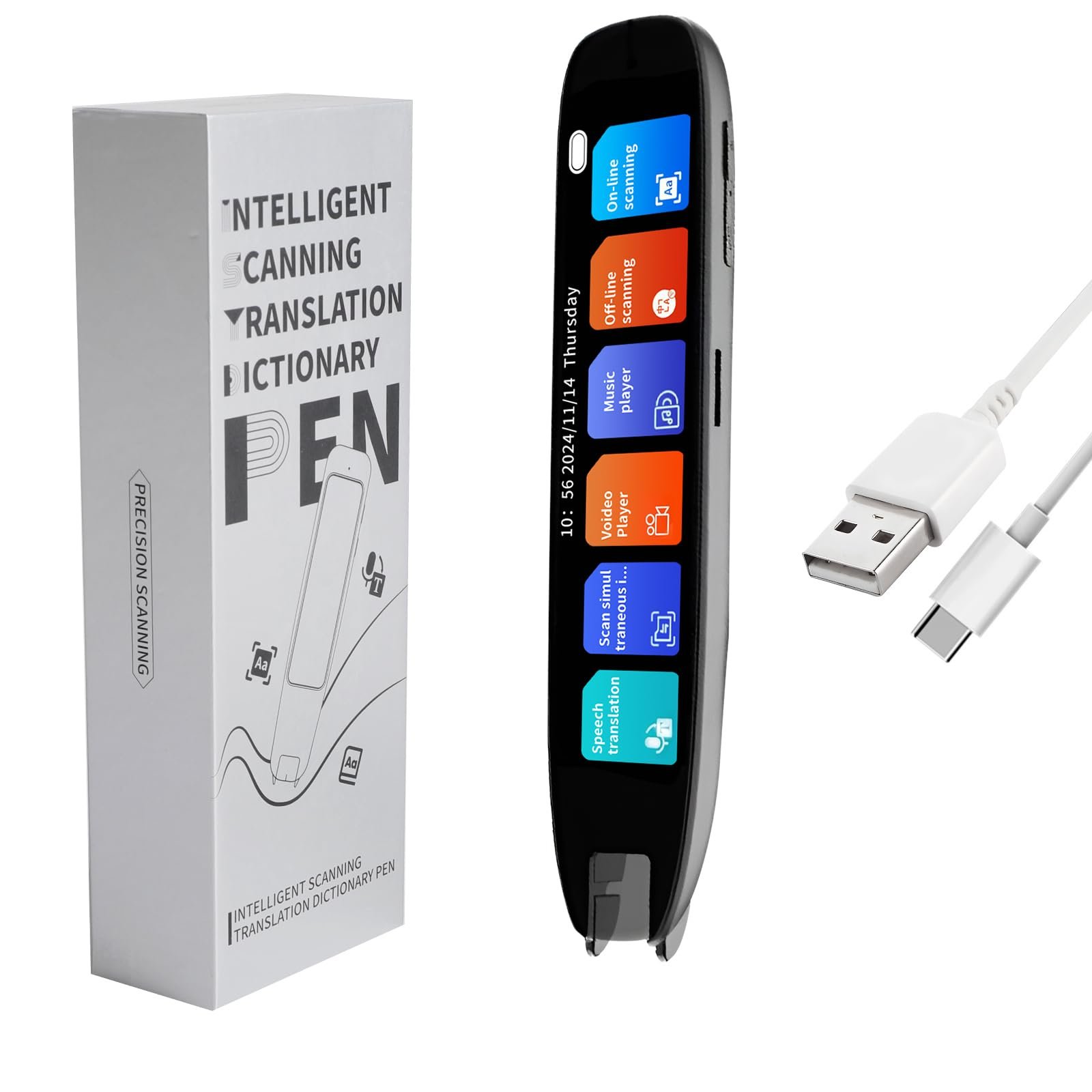 Ручка для сканирования текста, перевод на 142 языках, многоязычный, портативный переводчик с экраном 3.71 дюйма для обучения, встреч, путешествий, фото №1 Ручка для сканирования текста, перевод на 142 языках, многоязычный, портативный переводчик с экраном 3.71 дюйма для обучения, встреч, путешествий, фото №1