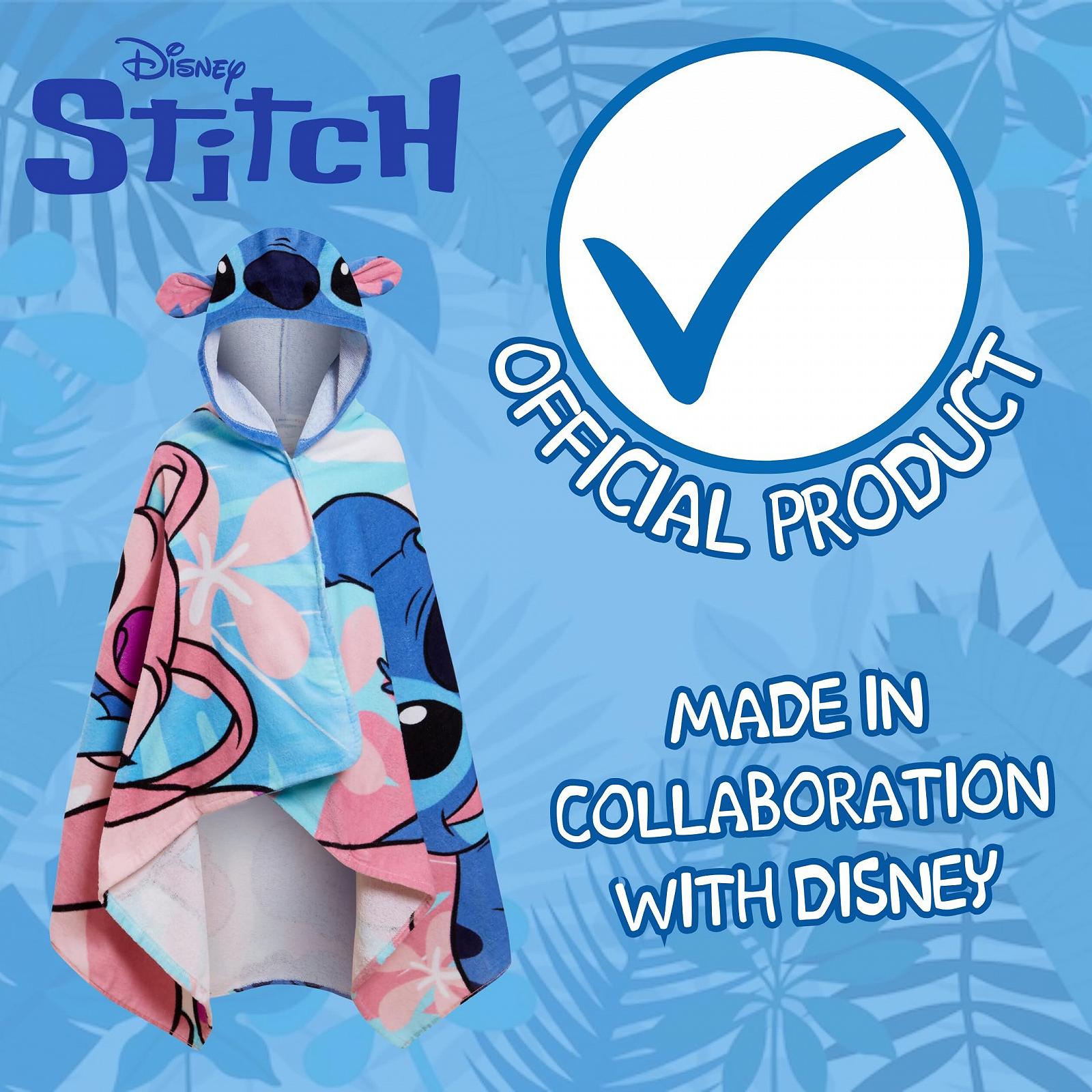 Пляжное пончо с капюшоном Disney Stitch Fishing, 100% хлопок, детское полотенце для ванны, халат для детей, фото №3