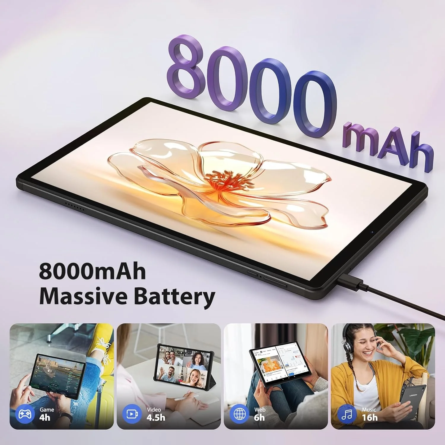 Планшет 10.4" Full HD PIXPEAK U921 12+24/256 ГБ 4G 2-SIM 8 ядер Android 14 8000 mAh Серый, фото №5 Планшет 10.4" Full HD PIXPEAK U921 12+24/256 ГБ 4G 2-SIM 8 ядер Android 14 8000 mAh Серый, фото №5