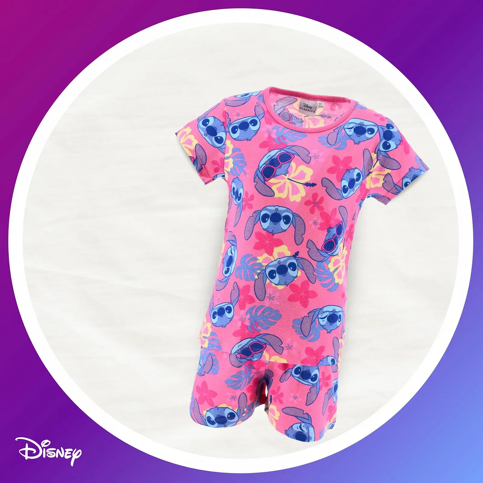 Комплект піжами (футболка та шорти) Disney Stitch з тропічним принтом, фото №4 Комплект піжами (футболка та шорти) Disney Stitch з тропічним принтом, фото №4