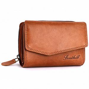 Кошелек Benthill Женский кожаный с RFID защитой, коричневый, Classic - Фото 1