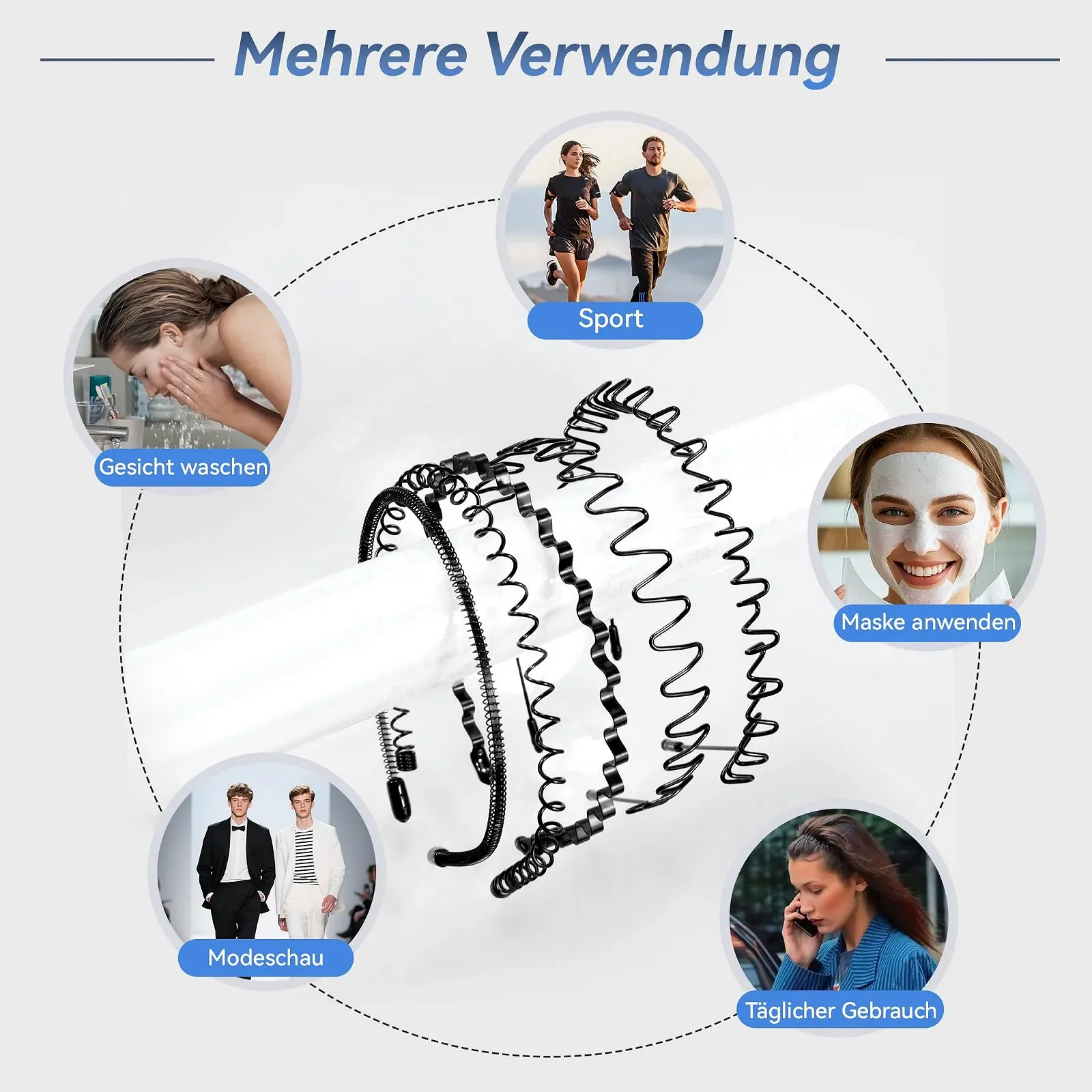 Набір з 6 металевих хвилястих обручів для волосся, фото №7