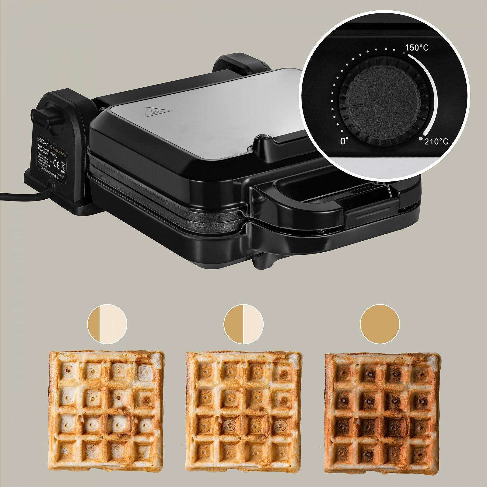 Вафельница ZEEGMA GOFREE CHEF PRO 1200 Вт Бельгийская Двойная Вертикальная Антипригарное покрытие Регулировка температуры Индикатор режима ожидания, фото №3