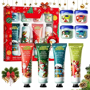Набір з 8 різдвяних бальзамів для губ і кремів для рук, живильний і зволожуючий - Фото 1