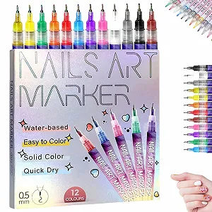 Маркери для нейл-арту 12 кольорів 0.5 мм DIY 3D Graffiti Dotting - Фото 1