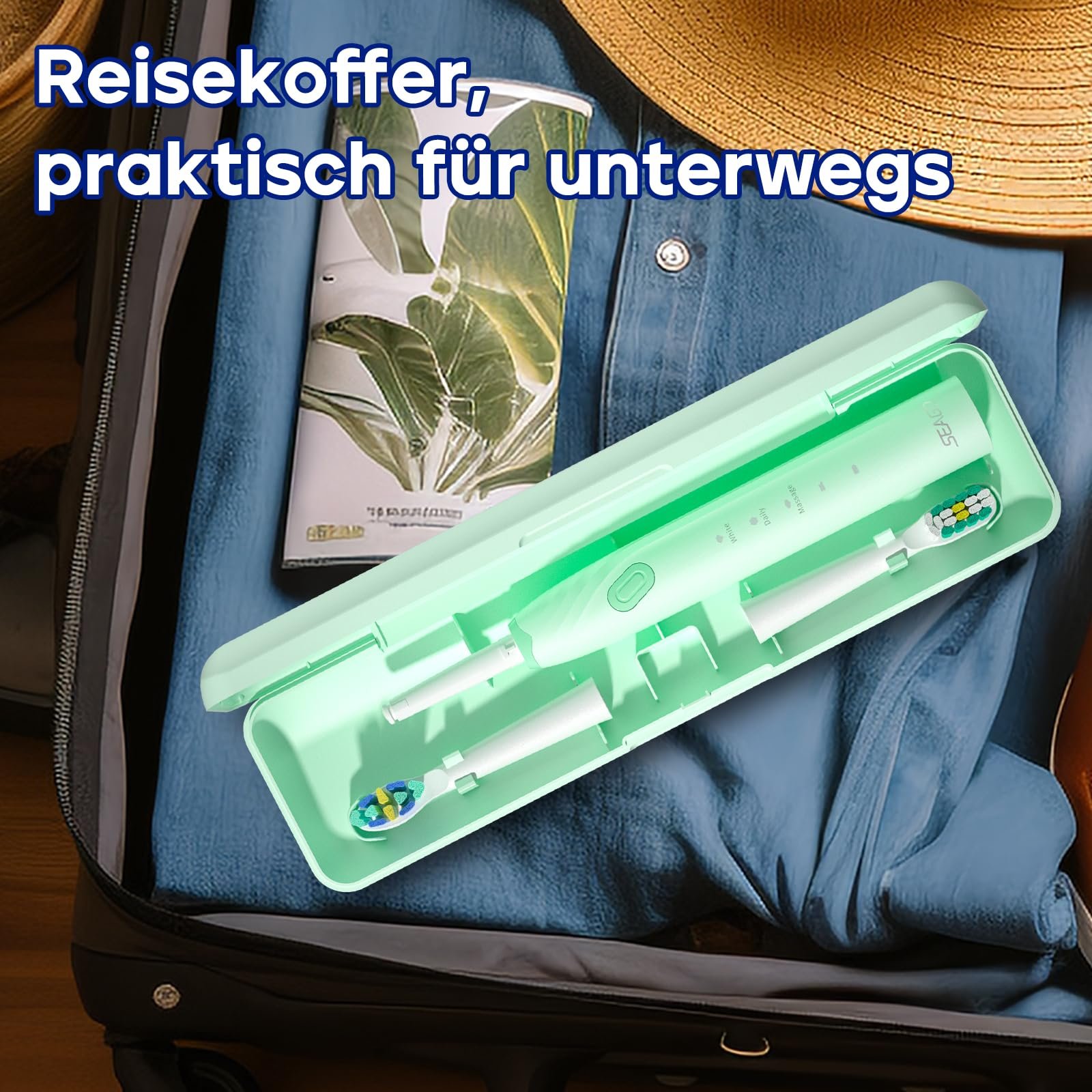 Звукова електрична зубна щітка Seago SG-2316 та дорожній футляр Зелена, фото №6