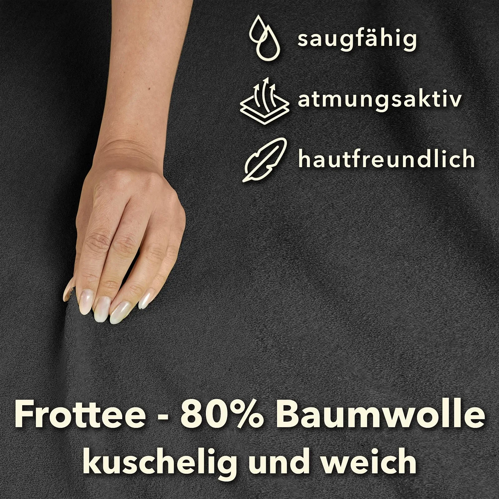 Простынь на резинке STUDIO Basic Terry 200 x 200 см Антрацит, фото №5 Простынь на резинке STUDIO Basic Terry 200 x 200 см Антрацит, фото №5