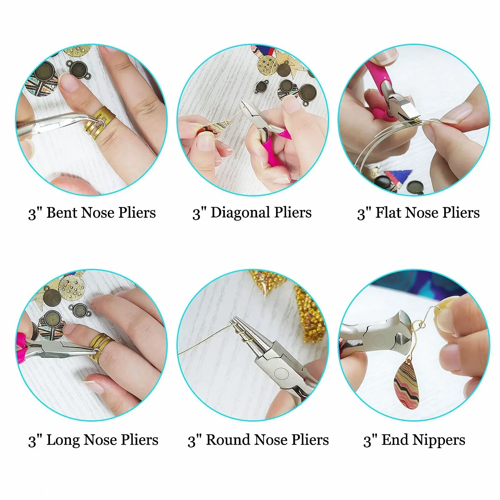 Набор плоскогубцев SPEEDWOX для ювелирных изделий 3 дюйма 10 штук, включая кусачки, плоскогубцы с изогнутыми губками, круглогубцы, длинногубцы, плоскогубцы с плоскими губками, пинцет с лопаткой для рукоделия, фото №5