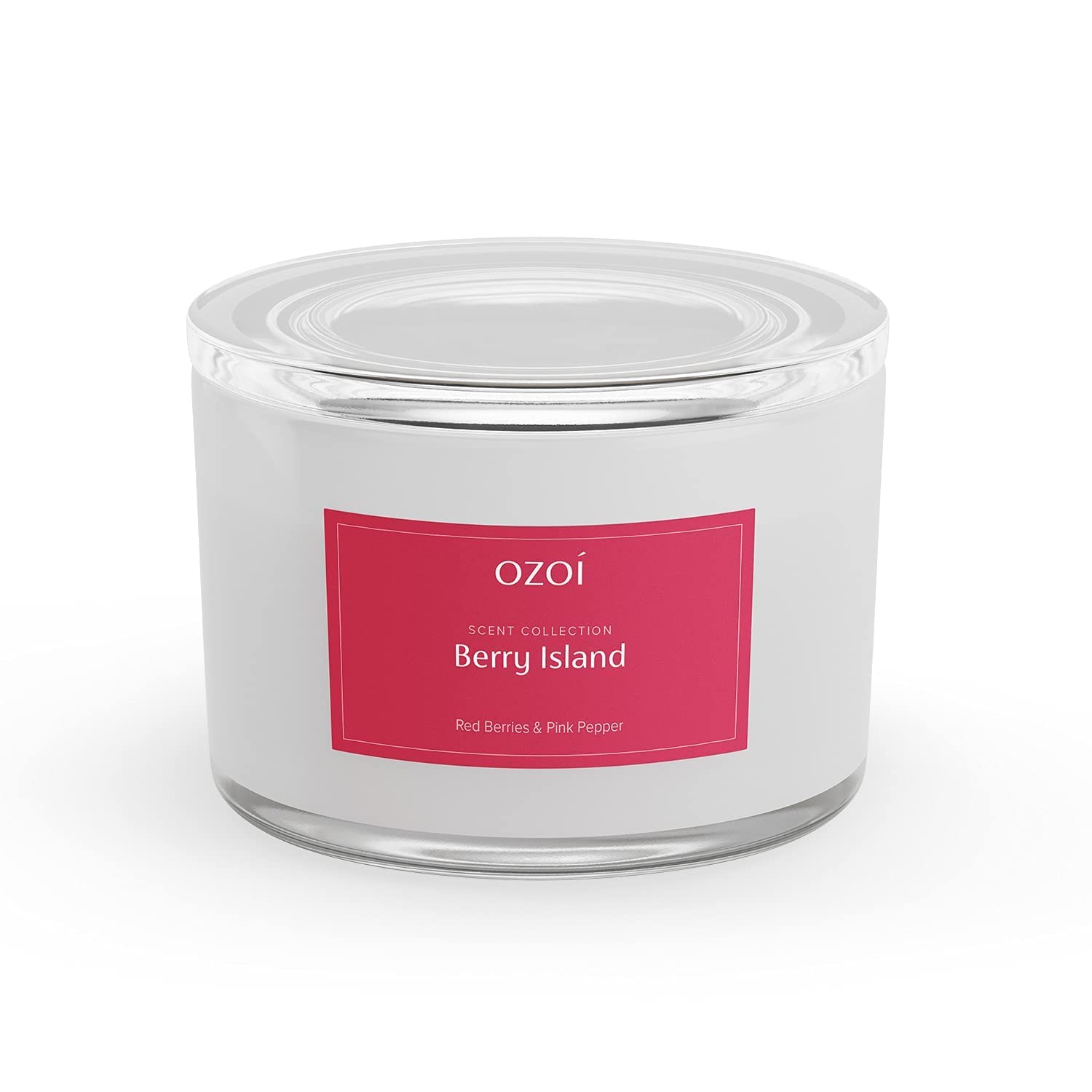 Свеча OZOI Berry Island с ароматом красных ягод и розового перца в стеклянной банке с крышкой и 2 фитилями, время горения до 30 часов (180г), в подарочной коробке, фото №7