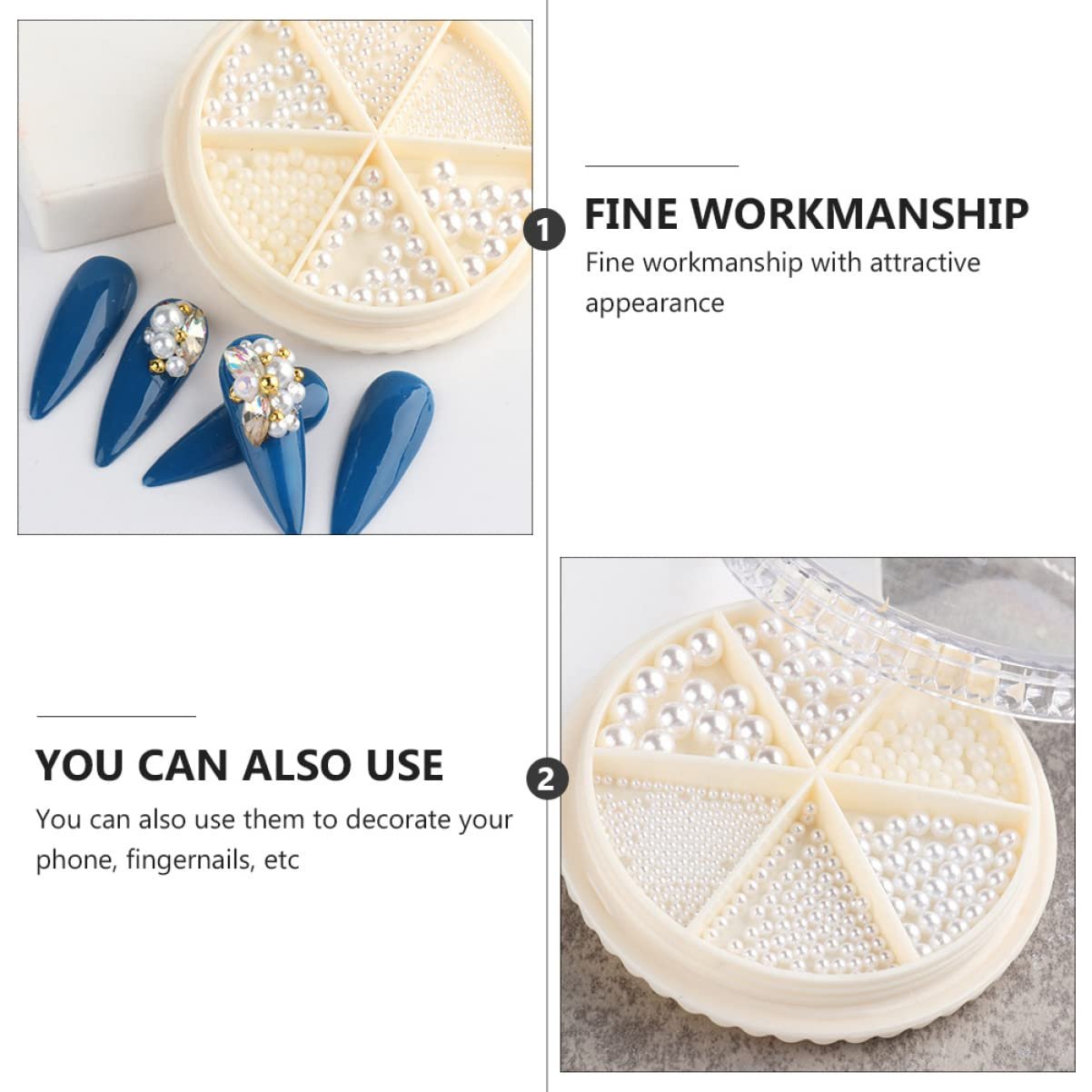 Прикраса для нігтів FRCOLOR Перли Тривимірні, фото №8