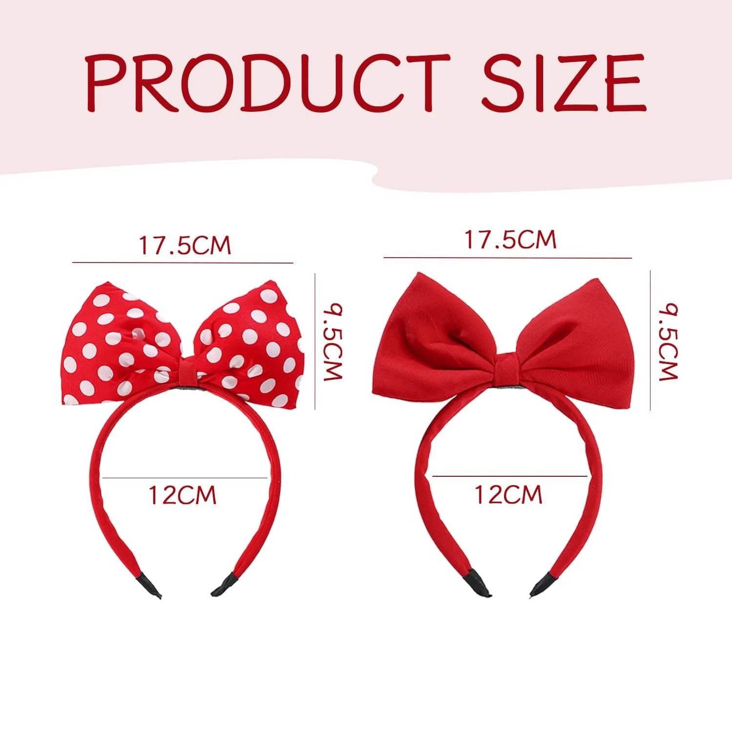 Набір з 2 обручів для волосся Червоний, фото №2