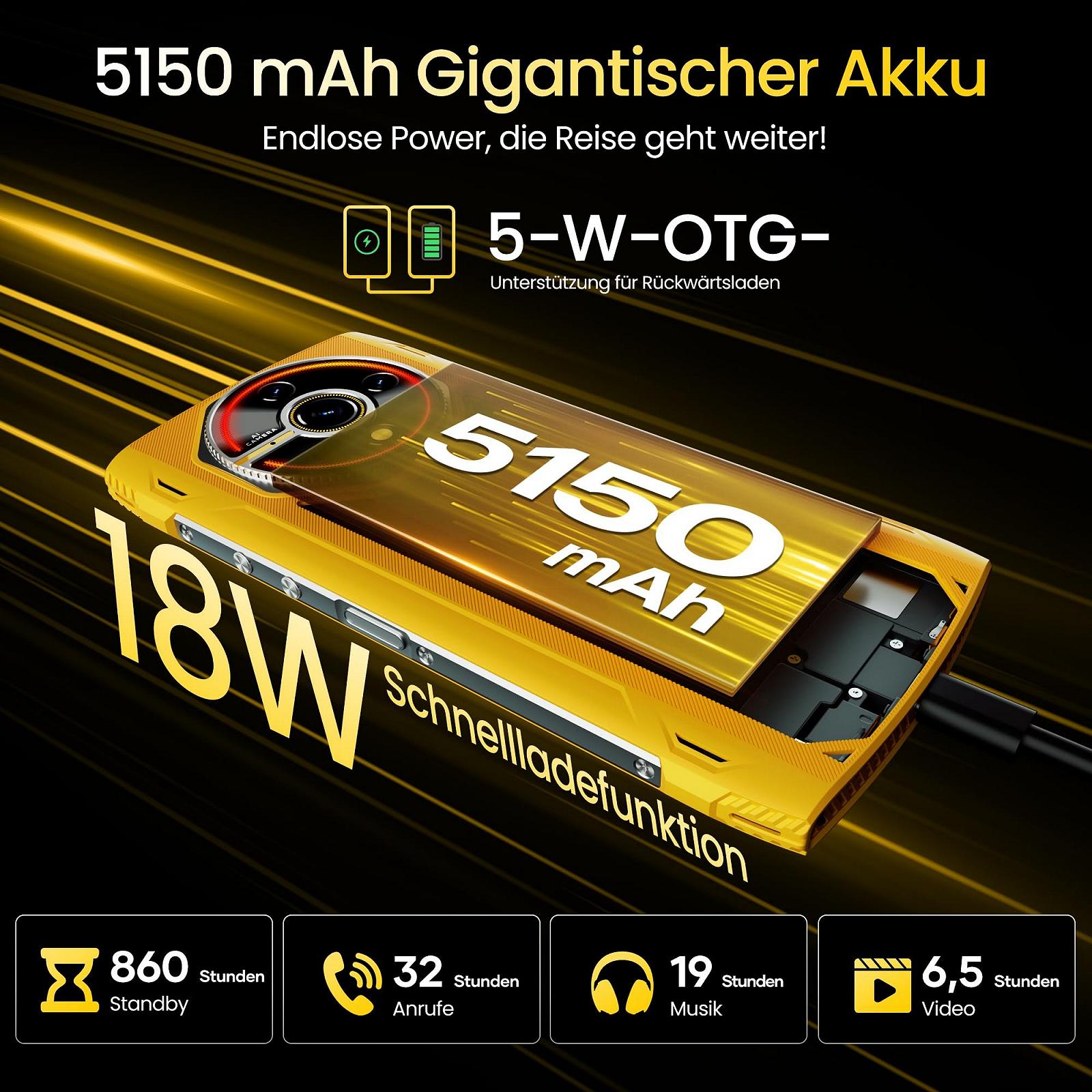 Защищенный смартфон LAGENIO Panther 2 Pro Android 15 24GB RAM 256GB ROM/1TB 50MP + 8MP 6.7" HD+ 120Hz 5150mAh/18W Dual 4G SIM NFC GPS OTG, фото №8