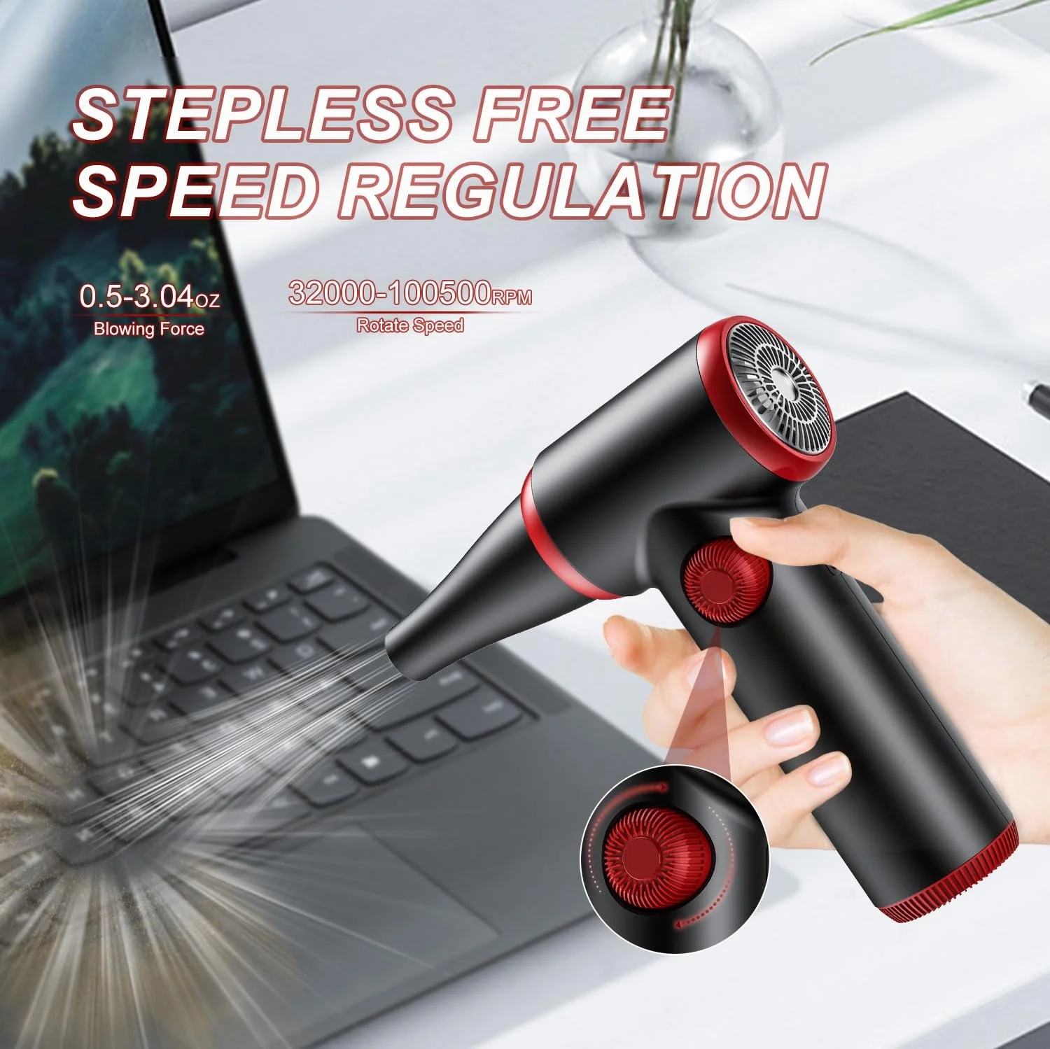 Электрическая воздуходувка ATEngeus 100,500 RPM Регулировка скорости LED-подсветка, фото №2 Электрическая воздуходувка ATEngeus 100,500 RPM Регулировка скорости LED-подсветка, фото №2