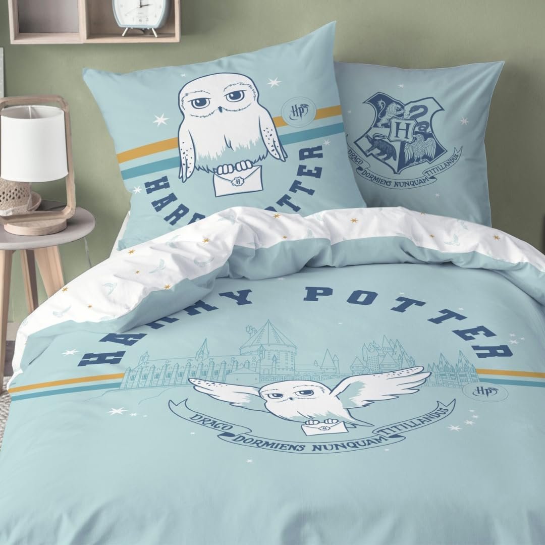 Постільна білизна Harry Potter MTOnlinehandel Owl Hedwig 135 x 200 cm, 80 x 80 cm Синій, фото №1