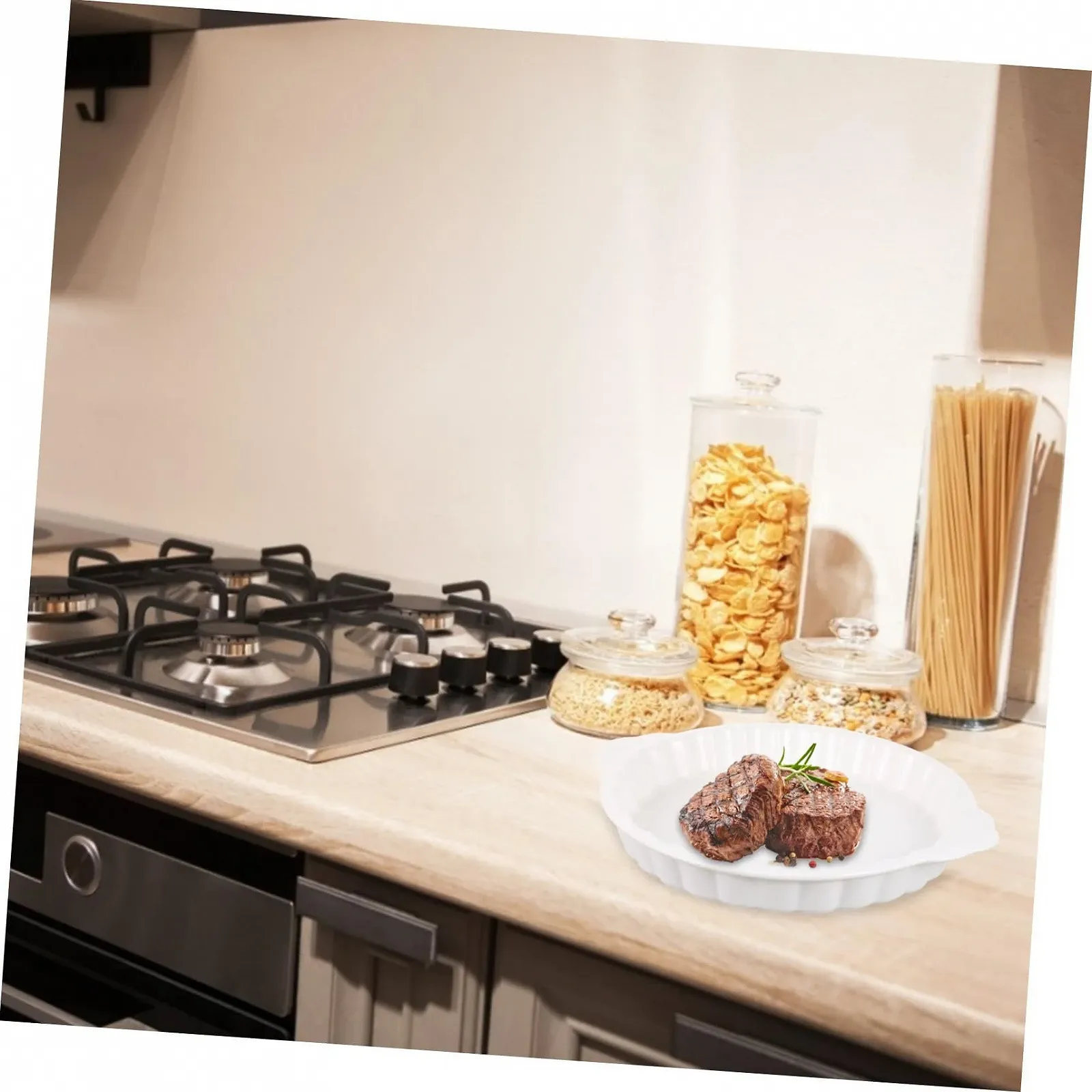 Керамическая форма для запекания SOIMISS Круглая с ручками Термостойкая Белая, фото №8