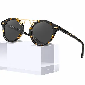 Солнцезащитные очки CARFIA Круглые UV400 Поляризованные узкие лица Модные Металлический мостик synthetic.ua - Фото 1