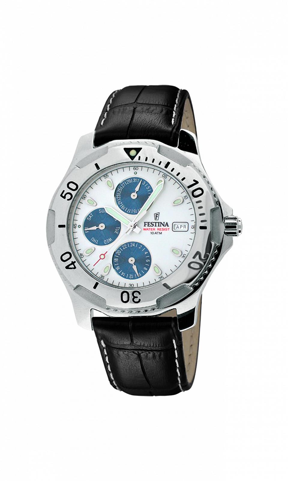 Мужские часы Festina F16128/3 Outlet, серебристый корпус из нержавеющей стали 316L, серебристый браслет из нержавеющей стали 316L, серебристый Sport, фото №1