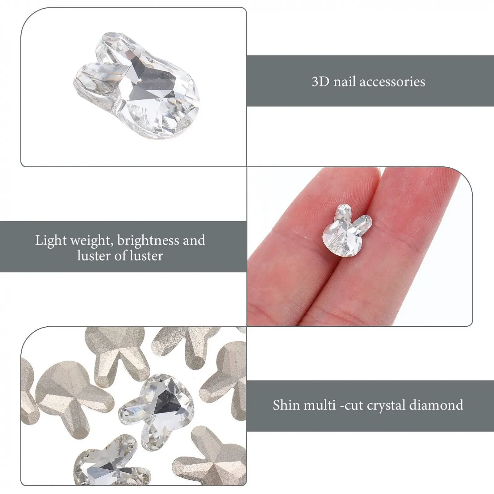 Стразы для ногтей Кролик FRCOLOR 100 шт Серебряный Жемчуг Кристалл Лунный свет, фото №4