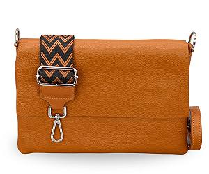 Сумка на плечо Brise Женская Натуральная кожа Elisa Сумка ручной работы Маленькая узкая сумка 3 отделения Сумка через плечо с кожаным ремешком + Дополнительный широкий узорчатый ремешок Сделано в Италии - Фото 1