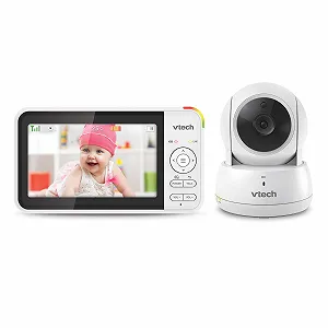 Відеоняня Vtech VM924 5-дюймовий LCD-дисплей, нічне бачення, радіус дії 300 м, панорамування, нахил та зум, колискові, датчик температури - Фото 1