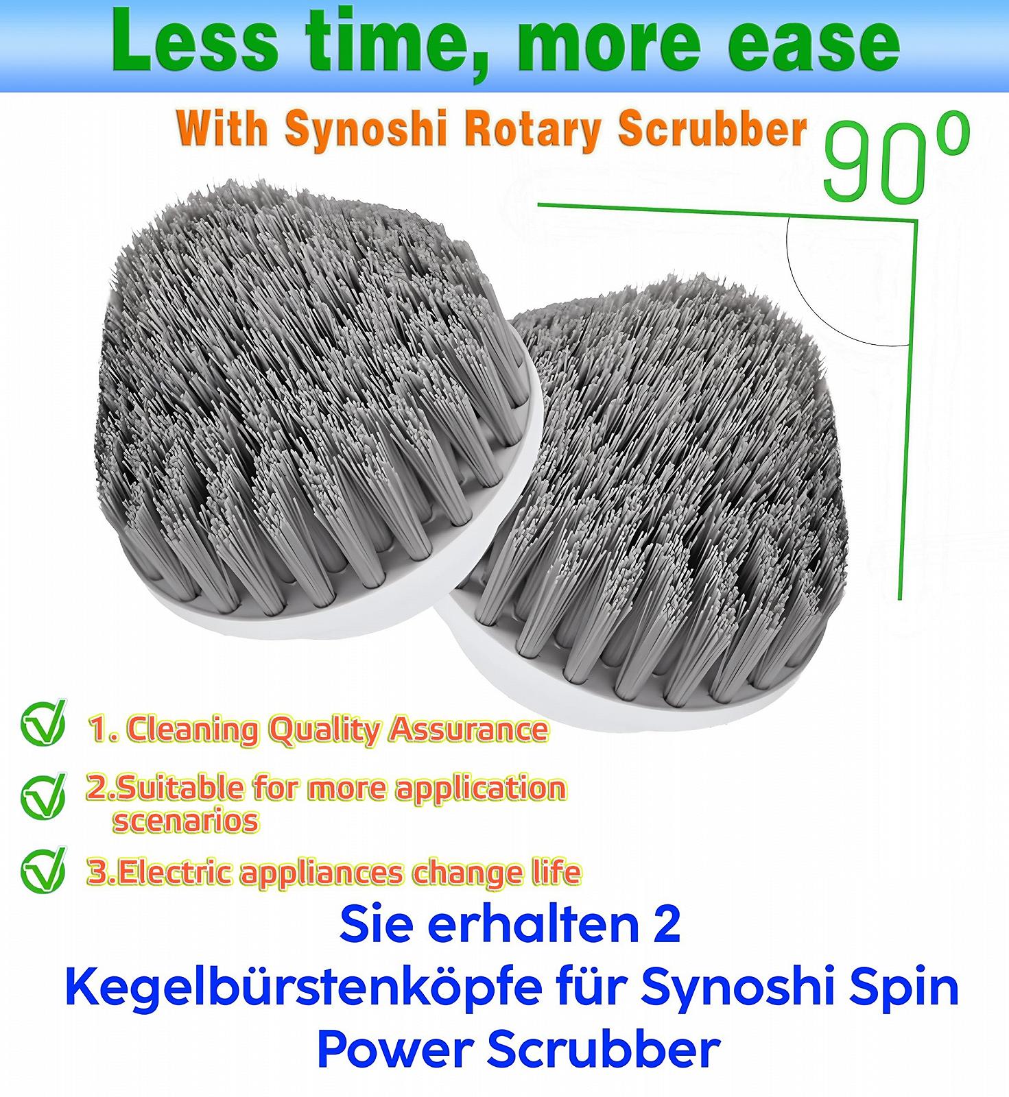 Насадки для электрической щетки Synoshi Spin Power Scrubber конусные 2 шт серые, фото №3