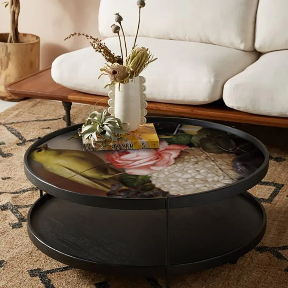 Наклейка на стіну Alwayspon Pink Flowers and Yellow Bird Round 30x30 дюймів, фото №5