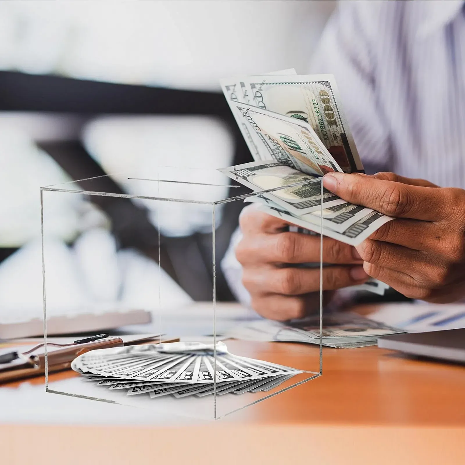 Скарбничка Square Savings Unopenable Large акрилова прозора, фото №8