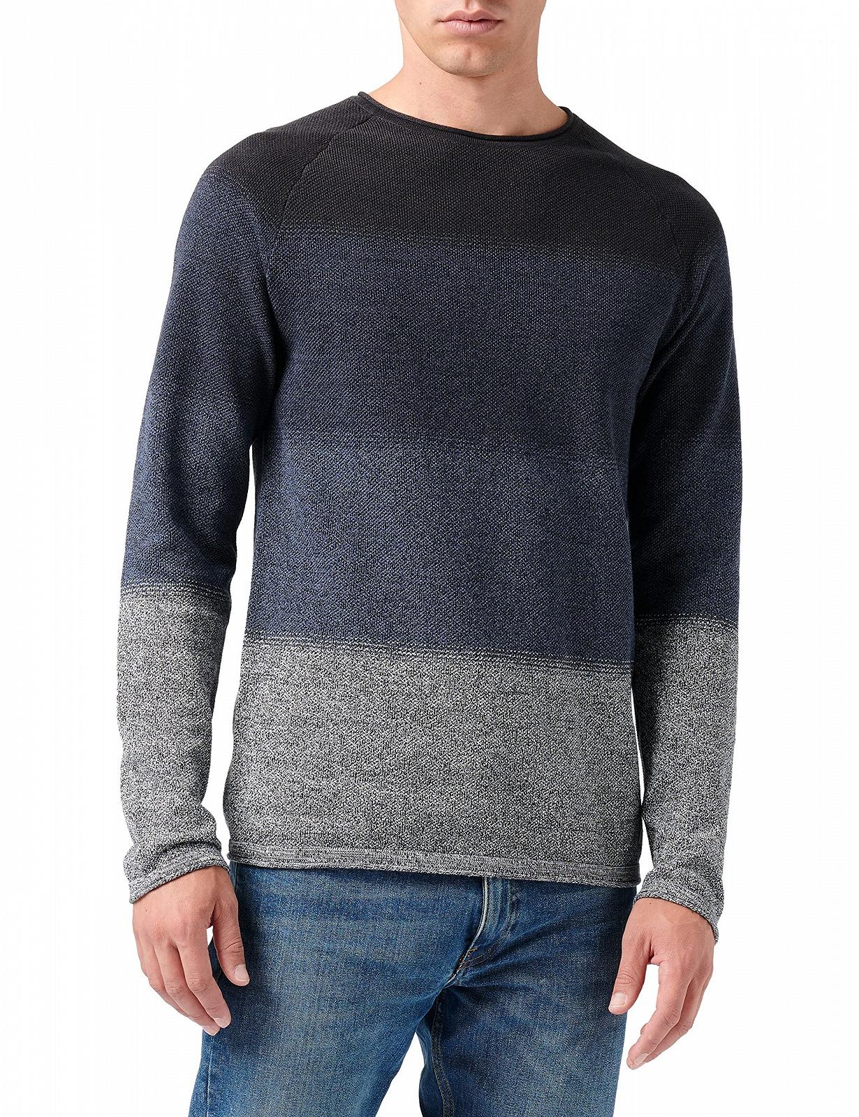 Вязаный пуловер JACK & JONES JJEHILL Мужской с круглым вырезом Базовый Длинный рукав Хлопковая рубашка, фото №1