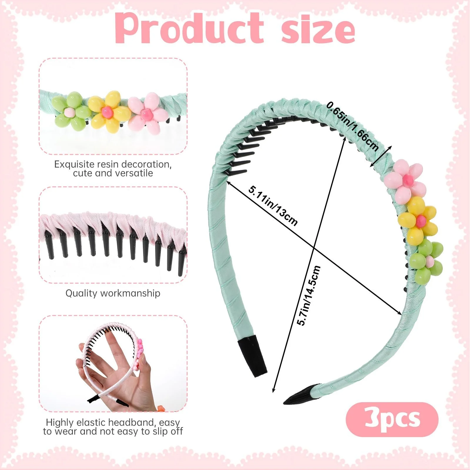 Набір з 3 дитячих обручів для волосся, фото №2
